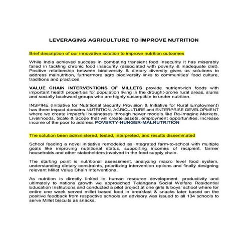 Millet Bowl Vision & Mission