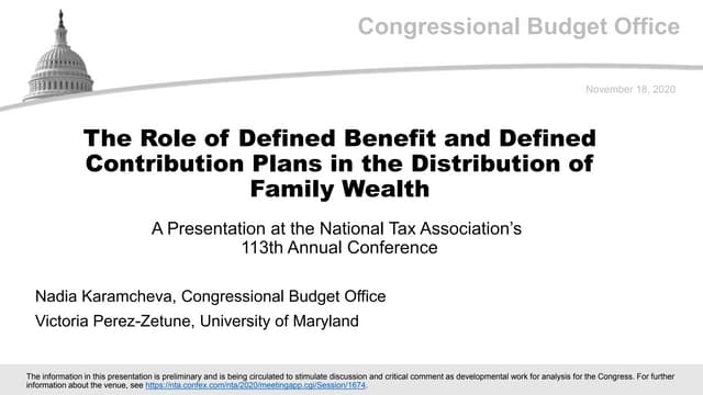 The Role of Defined Benefit and Defined Contribution Plans in the Distribution of Family Wealth
