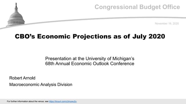 CBO’s Economic Projections as of July 2020