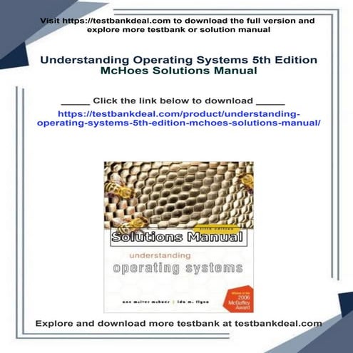 Full download Understanding Operating Systems 5th Edition McHoes Solutions Ma...