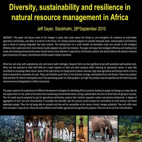 Diversity, Sustainability and Resilience in Natural Resource Management in Af...