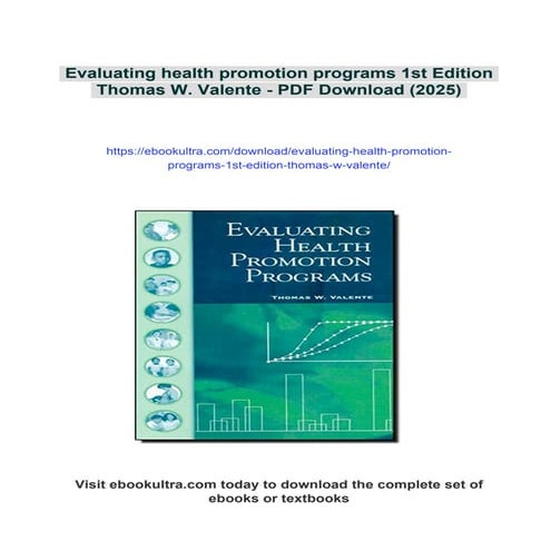 Evaluating health promotion programs 1st Edition Thomas W. Valente | PDF