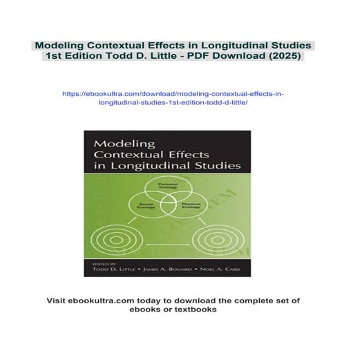 Modeling Contextual Effects in Longitudinal Studies 1st Edition Todd D ...