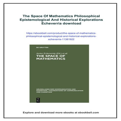 The Space Of Mathematics Philosophical Epistemological And Historical ...