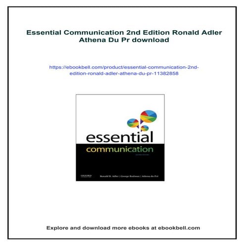 Essential Communication 2nd Edition Ronald Adler Athena Du Pr