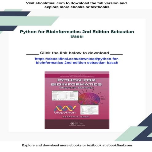 Python for Bioinformatics 2nd Edition Sebastian Bassi | PDF