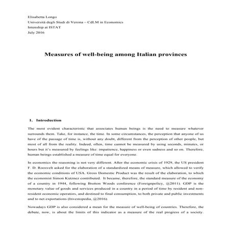 Measure of well-being among italian provinces