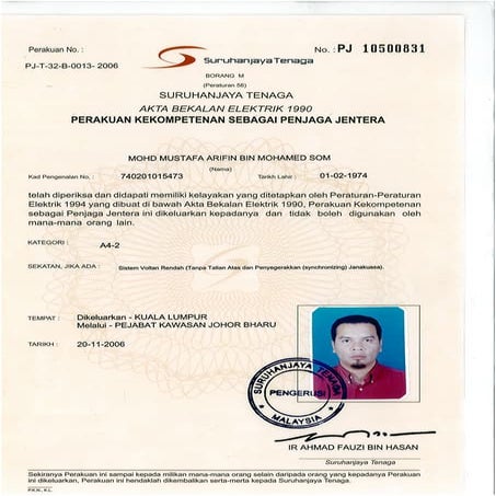 Certificate of Competency as Chargerman