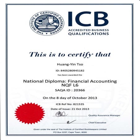 ICB L6 certificate