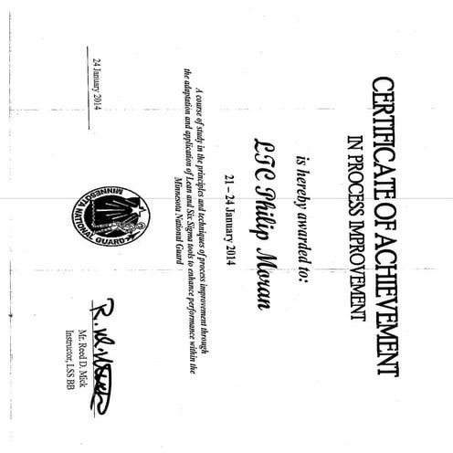 Process Improvement Certificate | PDF