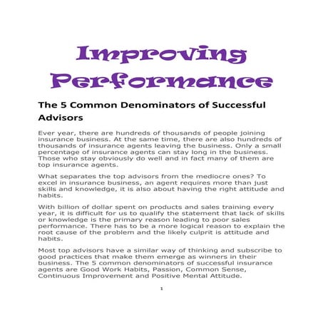 Improving Performance Tips