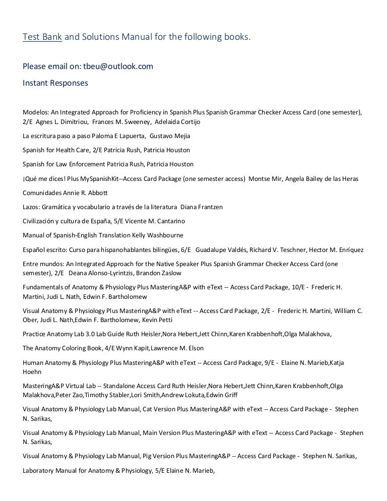 Test Bank And Solutions Manual