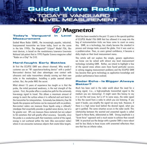GUIDED WAVE RADAR TECHNOLOGY | PDF