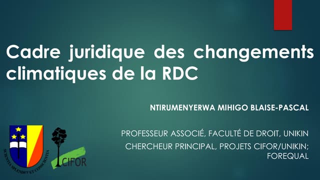 thumbnail of Cadre juridique des changements climatiques de la RDC