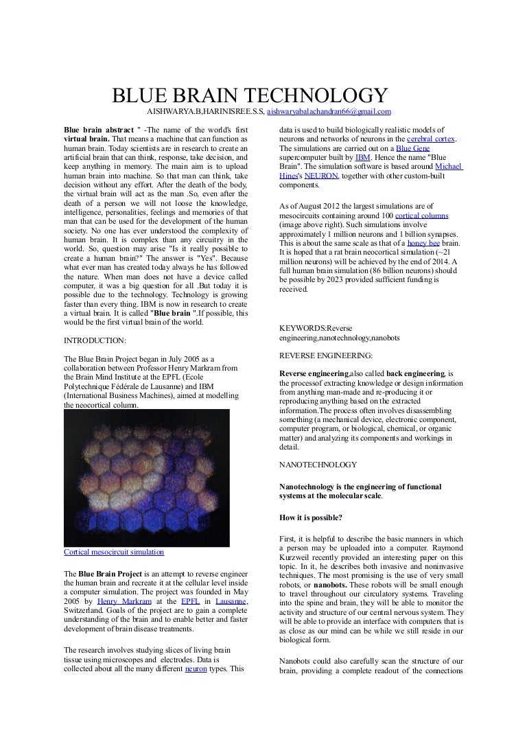 Blue Brain Project Pdf : [PDF] The Blue Brain Project: building the ...