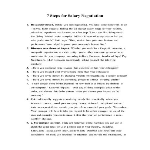 7 Steps for salary negotiation