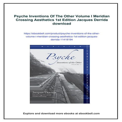 Psyche Inventions Of The Other Volume I Meridian Crossing Aesthetics ...