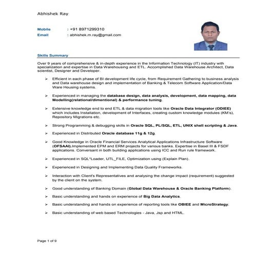 Resume - Abhishek Ray-Mar-2016 - Ind