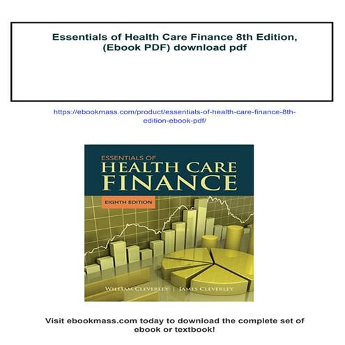 Essentials of Health Care Finance 8th Edition, (Ebook PDF)