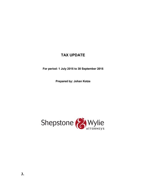 Tax Update 3rd Quarter 2015 (October 2015)