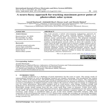 A neuro-fuzzy approach for tracking maximum power point of photovoltaic solar...