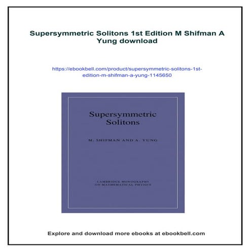 Supersymmetric Solitons 1st Edition M Shifman A Yung