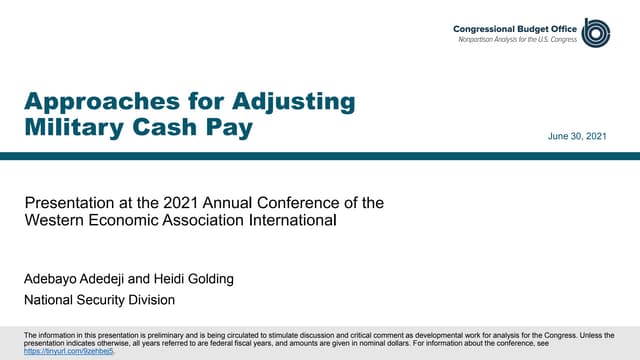 Approaches for Adjusting Military Cash Pay