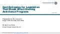 Cost Estimates for Legislation That Would Affect Housing Assistance Programs