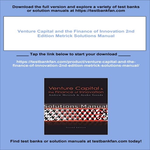 Venture Capital And The Finance Of Innovation 2nd Edition Metrick