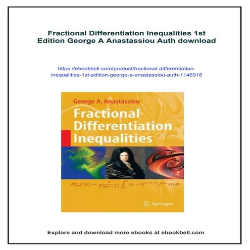 Fractional Differentiation Inequalities 1st Edition George A Anastassiou Auth