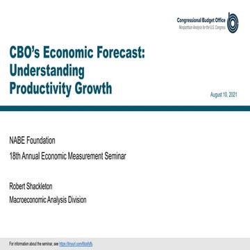 CBO’s Economic Forecast: Understanding Productivity Growth