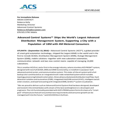 9.13.16LargestADMSsystemACSshippedFINAL9.13.16