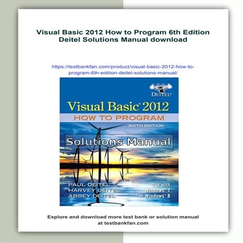 Visual Basic 2012 How to Program 6th Edition Deitel Solutions Manual | PDF
