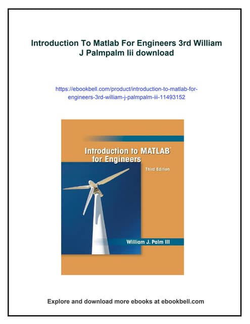 Introduction To Matlab For Engineers 3rd William J Palmpalm Iii | PDF