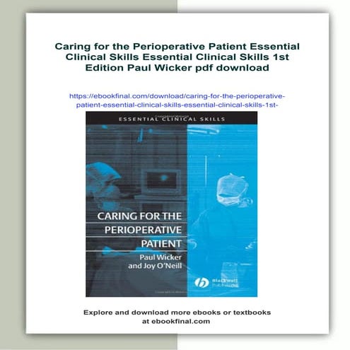 Caring for the Perioperative Patient Essential Clinical Skills ...