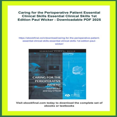 Caring for the Perioperative Patient Essential Clinical Skills ...