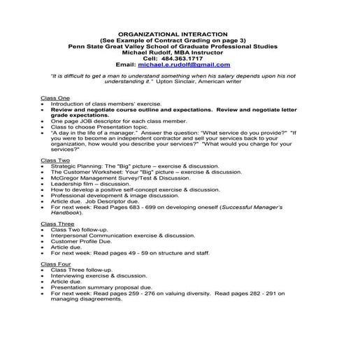 Organizational Interaction PSU Syllabus