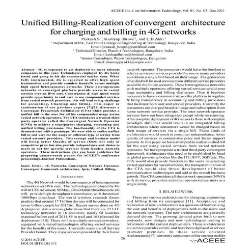 Unified Billing-Realization of convergent architecture for charging and billi...