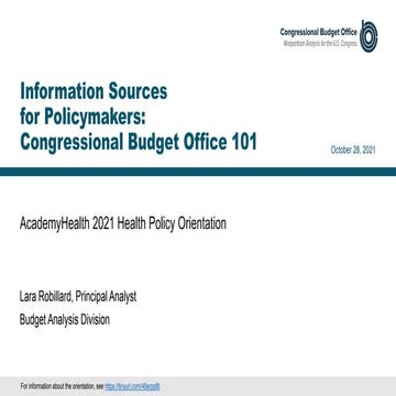 Information Sources for Policymakers: Congressional Budget Office 101