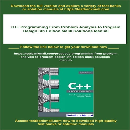 C++ Programming From Problem Analysis to Program Design 8th Edition ...