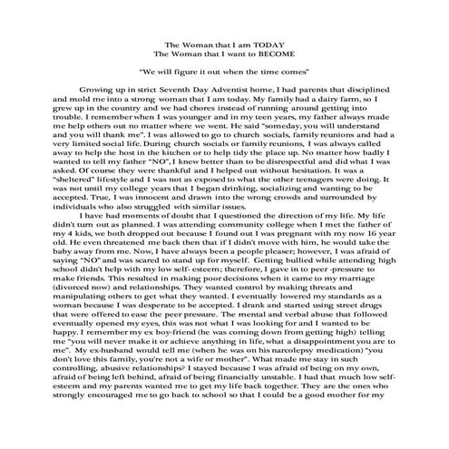 The Woman that I am TODAY