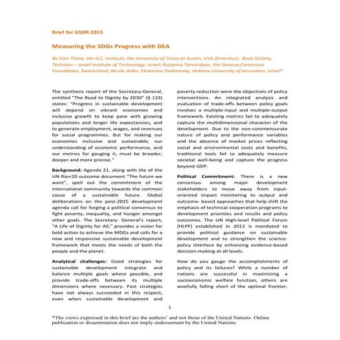 GSDR-Measuring the SDGs Progress with DEA