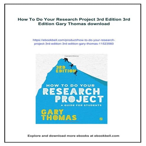 How To Do Your Research Project 3rd Edition 3rd Edition Gary Thomas