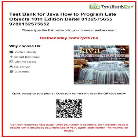 Test Bank for Java How to Program Late Objects 10th Edition Deitel ...