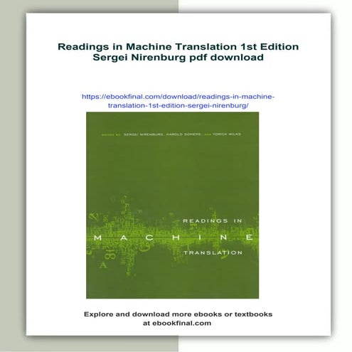 Readings in Machine Translation 1st Edition Sergei Nirenburg