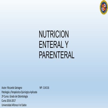 NUTRICIÓN ENTERAL Y PARENTERAL