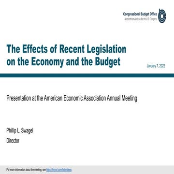 The Effects of Recent Legislation on the Economy and the Budget