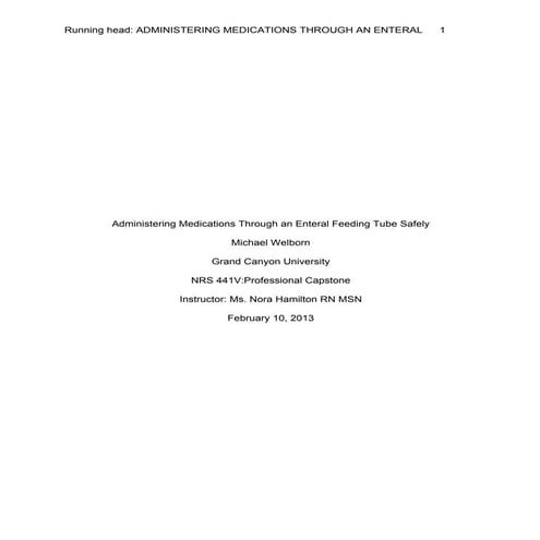 Administering Medications Through an Enteral Feeding Tube Safely