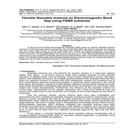Flexible Wearable Antenna on Electromagnetic Band Gap using PDMS substrate