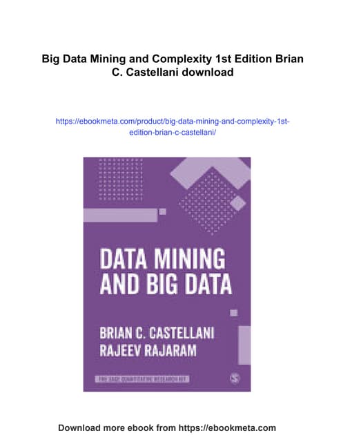 Big Data Mining and Complexity 1st Edition Brian C. Castellani